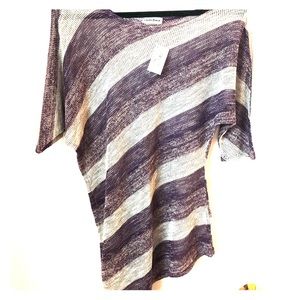 Purple and silver asymmetrical top